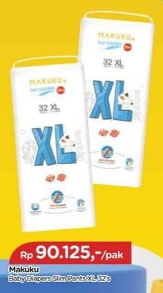 Promo Harga Makuku Air Diapers Slim Pants XL32 32 pcs - TIP TOP