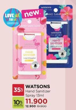 Promo Harga WATSONS Hand Sanitiser Spray 13 ml - Watsons