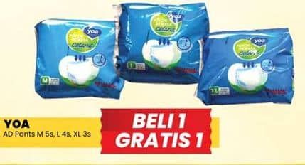 Promo Harga YOA Adult Diapers Pants L4, M5, XL3 3 pcs - Yogya