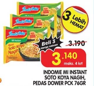 Promo Harga Indomie Mi Kuah Soto Koya Nagih, Soto Koya Dower Pedas 76 gr - Superindo
