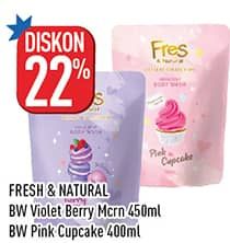 Promo Harga Fres & Natural Body Wash Dessert Collection Pink Cupcake, Berry Macaron 450 ml - Hypermart