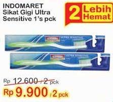 Promo Harga INDOMARET Sikat Gigi Ultra Sensitive Soft, Ultra Sensitive Medium per 2 pcs - Indomaret