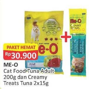 Promo Harga ME-O Cat Food 200gr + Creamy Treats 15gr  - Alfamart