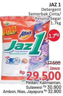 Promo Harga ATTACK Jaz1 Detergent Powder Semerbak Cinta, Pesona Segar 1700 gr - Alfamidi