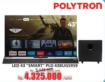 Promo Harga Polytron 4K UHD Smart Cinemax Soundbar Google TV 43 Inch PLD 43BUG5959  - Hari Hari