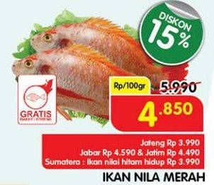 Promo Harga Ikan Nila Merah per 100 gr - Superindo