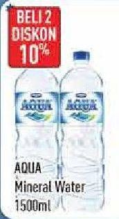Promo Harga AQUA Air Mineral per 2 botol 1500 ml - Hypermart