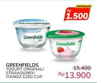 Promo Harga Greenfields Yogurt Original, Strawberry, Mango 125 gr - Indomaret