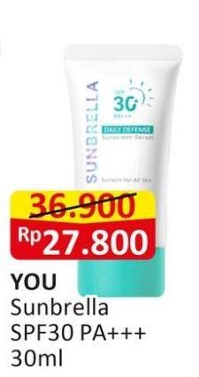 Promo Harga YOU Sunbrella Triple UV Elixir Sunscreen 30 ml - Alfamart