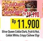 Promo Harga Silver Queen Chocolate Dark Chocolate, Fruit Nuts, White Chocolate, Crispy 55 gr - Hypermart