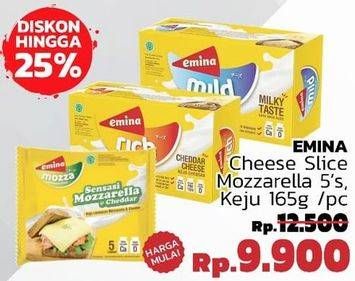 Promo Harga EMINA Cheese Slice Mozzarella 5pcs, Keju 165g  - LotteMart