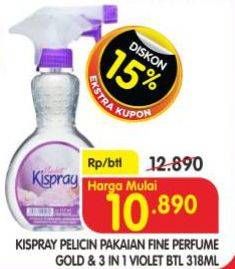 Promo Harga Kispray Pelicin Pakaian Spray Violet, Glamorous Gold 318 ml - Superindo