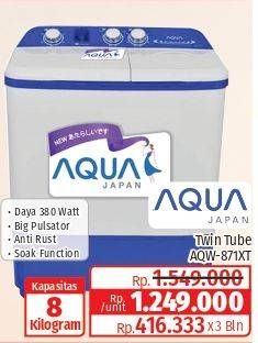 Promo Harga Aqua AQW-871XT | Mesin Cuci Twin Tube 8kg  - Lotte Grosir