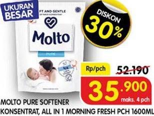 Promo Harga MOLTO Pure Softener/ All In 1 Morning Fresh 1600 mL  - Superindo