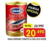 Promo Harga Gaga Sardines In Tomato Sauce Chilli/ Tomat Dan Cabe 425 gr - Superindo