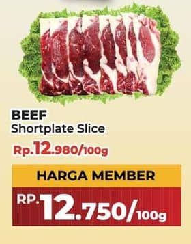 Promo Harga Beef Short Plate Slice per 100 gr - Yogya