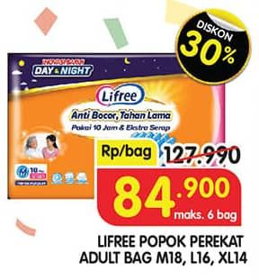 Promo Harga Lifree Popok Perekat Menyerap dan Kering M18, L16, XL14 14 pcs - Superindo