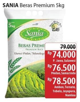 Promo Harga Sania Beras Premium 5000 gr - Alfamidi