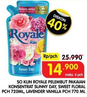 Promo Harga So Klin Royale Parfum Collection Sunny Day, Sweet Floral, Lavender Vanilla 720 ml - Superindo