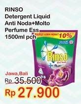 Promo Harga RINSO Anti Noda + Molto Liquid Detergent Perfume Essence 1500 ml - Indomaret