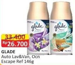 Promo Harga GLADE Matic Spray Refill Lavender Vanilla, Ocean Escape 146 ml - Alfamart