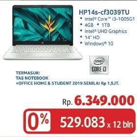 Promo Harga HP 14s-CF3039-3040TU | Laptop 14"  - LotteMart