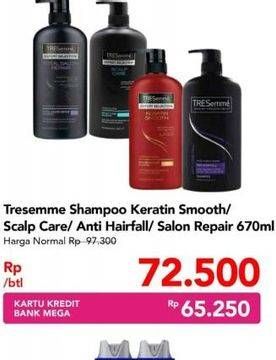 Promo Harga TRESEMME Shampoo Keratin Smooth, Scalp Care, Hair Fall Control, Total Salon Repair 670 ml - Carrefour