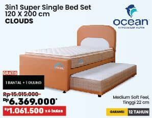 Promo Harga Ocean Clouds 3 in 1 Super Single Bed Set 120 X 200 Cm  - COURTS