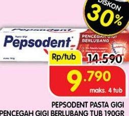 Promo Harga Pepsodent Pasta Gigi Pencegah Gigi Berlubang 190 gr - Superindo