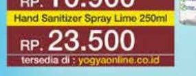 Promo Harga BAGUS Hand Sanitizer Spray Lime 250 ml - Yogya
