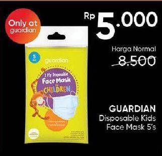Promo Harga Guardian Disposable Face Mask Kids 5 pcs - Guardian