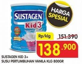 Promo Harga SUSTAGEN Kid 3+ Susu Pertumbuhan Vanilla 800 gr - Superindo
