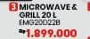 Promo Harga Electrolux EMG20D22B Microwave Oven Grill UltimateTaste 500 20L 800W  - COURTS