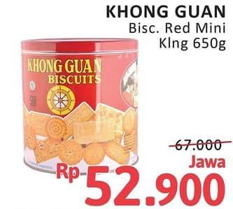 Promo Harga Khong Guan Assorted Biscuit Red Mini 650 gr - Alfamidi