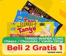 Promo Harga TANGO Long Wafer Cheese, Chocolate, Vanilla Milk per 2 pcs 130 gr - TIP TOP