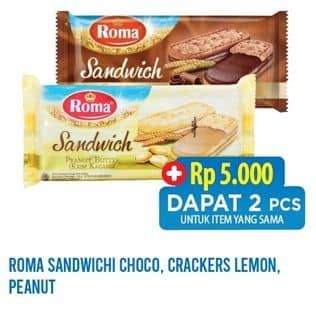 Promo Harga Roma Sandwich Chocolate, Peanut Butter, Lemon 114 gr - Hypermart