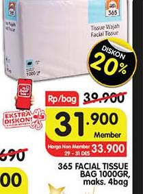 Promo Harga 365 Facial Tissue 1000 gr - Superindo