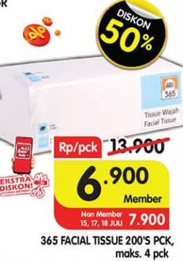 Promo Harga 365 Facial Tissue 200 sheet - Superindo