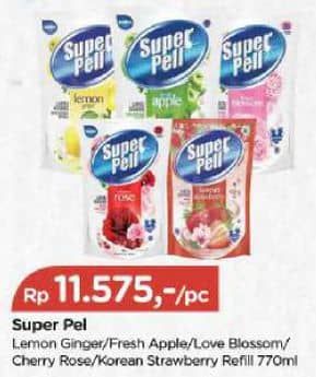Promo Harga Super Pell Pembersih Lantai Lemon Ginger, Fresh Apple, Love Blossom, Cherry Rose, Korean Strawberry 770 ml - TIP TOP
