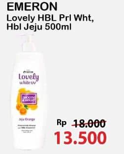 Promo Harga Emeron Lovely White Hand & Body Lotion Moisture Bright White Pearl, Smooth Bright Jeju Orange 500 ml - Alfamart