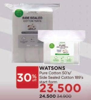 Promo Harga WATSONS Pure Cotton Puff All Variants 50 pcs - Watsons