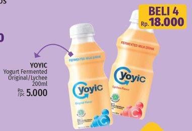 Promo Harga YOYIC Probiotic Fermented Milk Drink Original, Lychee 200 ml - LotteMart