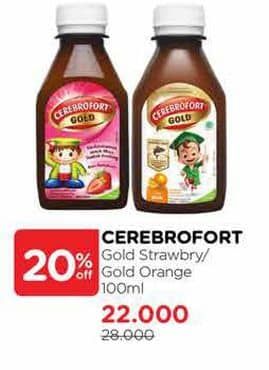 Promo Harga Cerebrofort Gold Suplemen Makanan Jeruk, Strawberry 100 ml - Watsons