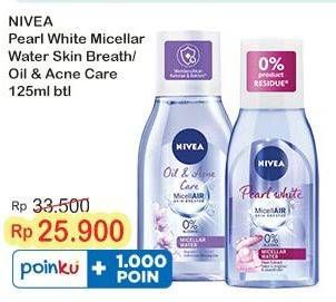 Promo Harga Nivea MicellAir Skin Breathe Micellar Water Pearl White, Oil Acne Care 125 ml - Indomaret