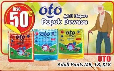 Promo Harga OTO Adult Diapers Pants M8, L8, XL8  - Hari Hari