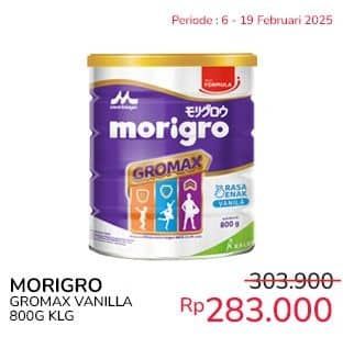 Promo Harga Morinaga Morigro GroMax Vanila 800 gr - Indomaret