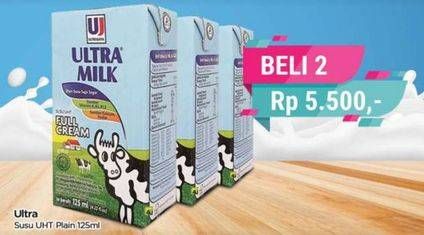 Promo Harga Ultra Milk Susu UHT Full Cream 125 ml - TIP TOP