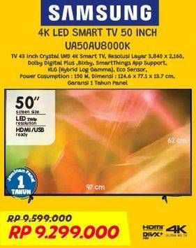 Promo Harga SAMSUNG UA50AU8000 Crystal UHD Smart TV 50  - COURTS