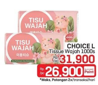 Promo Harga Choice L Facial Tissue 900 gr - LotteMart