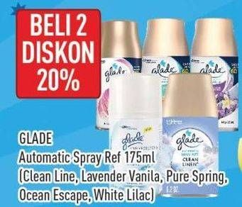 Promo Harga Glade Matic Spray Refill Clean Linen, Lavender Vanilla, Pure Spring, Ocean Escape, White Lilac 175 ml - Hypermart